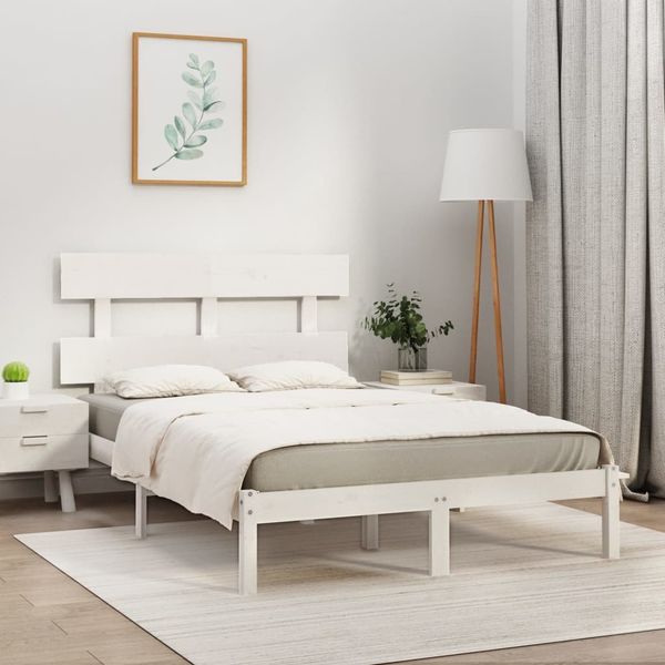 vidaXL Posteľný rám biely masívne drevo 200x200 cm