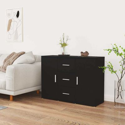 vidaXL Komoda čierna 91x29,5x65 cm spracované drevo
