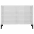 vidaXL TV stolík nohy z kovu lesklý biely 69,5x30x50 cm