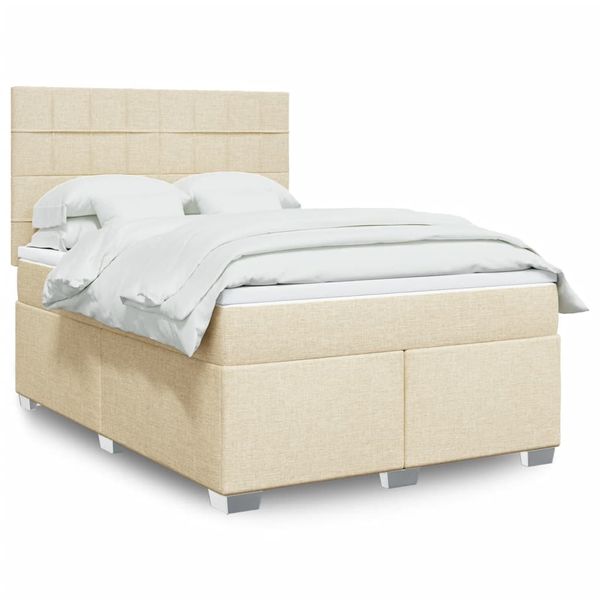 vidaXL Boxspring posteľ s matracom krémový 140x190 cm látka