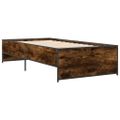 vidaXL Posteľný rám dymový dub 90x190 cm kompozitné drevo a kov