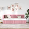 vidaXL Rohový rám postele s čelnou doskou Ružová 80 cm x 200 cm Zamat