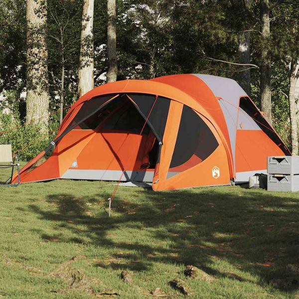 vidaXL Rodinný stan tunelový 6 osôb sivo-oranžový vodeodolný