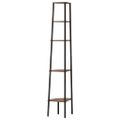vidaXL Rohový regál s 5 policami, tmavohnedo čierny 45,5x31,5x180 cm