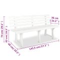 vidaXL Záhradná lavička 145,5 cm, plast, biela