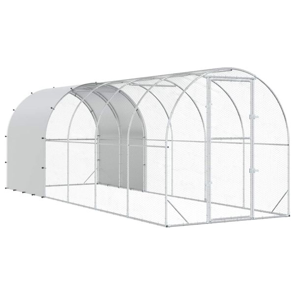 vidaXL Kurník pre kurčatá Strieborná 600 x 200 x 200 cm
