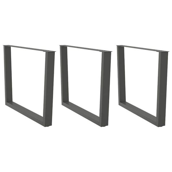 vidaXL Nohy k jedálenskému stolu v tvare V, 3 ks, antracitové, 100 x (72-73,3) cm, oceľ