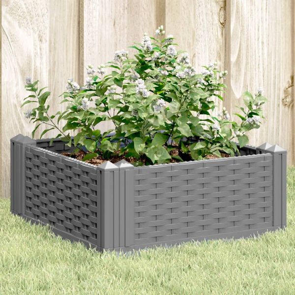 vidaXL Záhradný kvetináč s kolíkmi bledosivý 42,5x42,5x28,5 cm PP