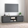 vidaXL TV stolík sivý 140x35x40 cm masívna borovica