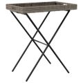 vidaXL Skladací stolík s podnosom sivý 65x40x75 cm polyratan