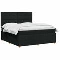 vidaXL LED boxspring posteľ s matracom Čierna 160 x 200 cm Látka