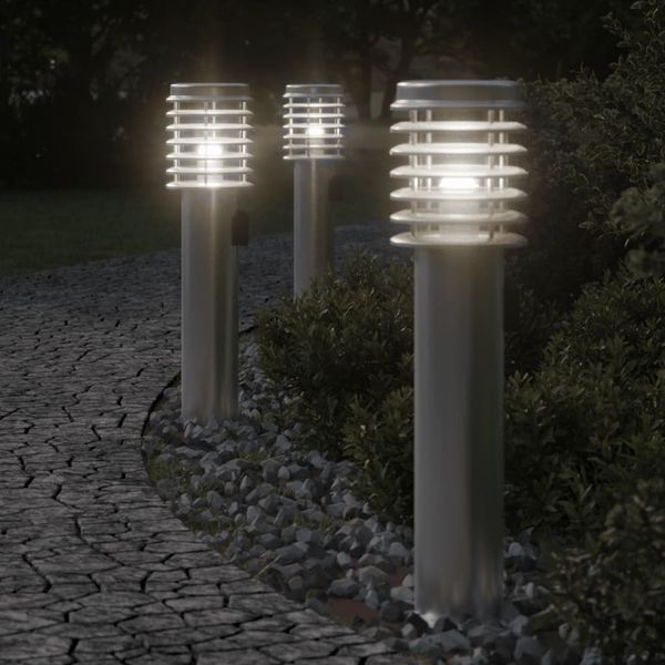 vidaXL Vonkajšia stojaca lampa zásuvka strieborná 60 cm nehrdzav. oceľ