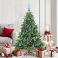 vidaXL Umelý vianočný stromček s 150 LED-i Zelená 150 cm PE a PVC