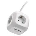Zásuvka EMOS P04219GU SCHUKO rozbočovacia kocka s prívodom, 2× USB, 4 zás., 1,9m