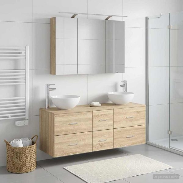 vidaXL Sada kúpeľňového nábytku 4 pcs Dub sonoma