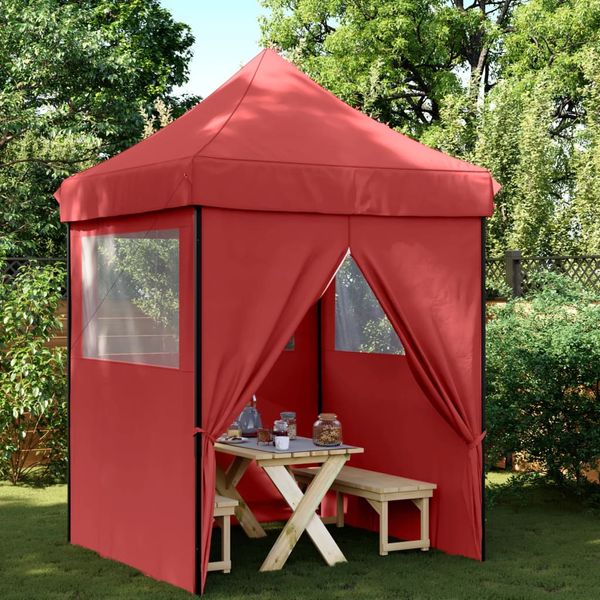 vidaXL Skladací pop-up párty stan so 4 bočnými stenami burgundský