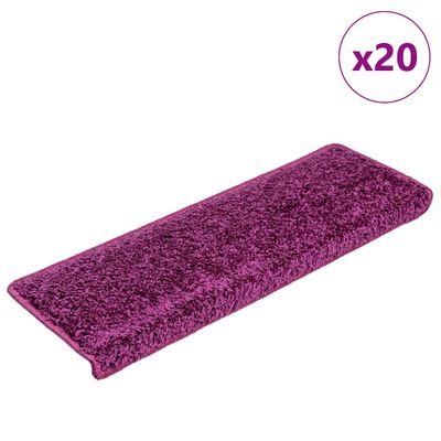vidaXL Schodové rohože 20 ks 65x21x4 cm fialové s obdĺžnikovým okrajom