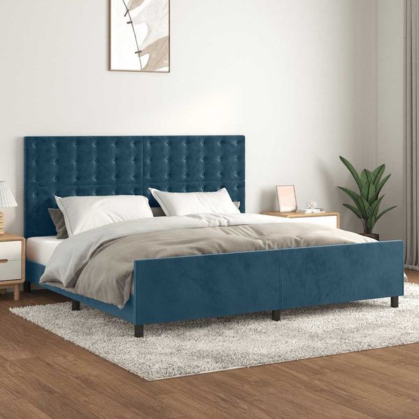 vidaXL Rám postele bez matraca tmavomodrý 200x200 cm zamat