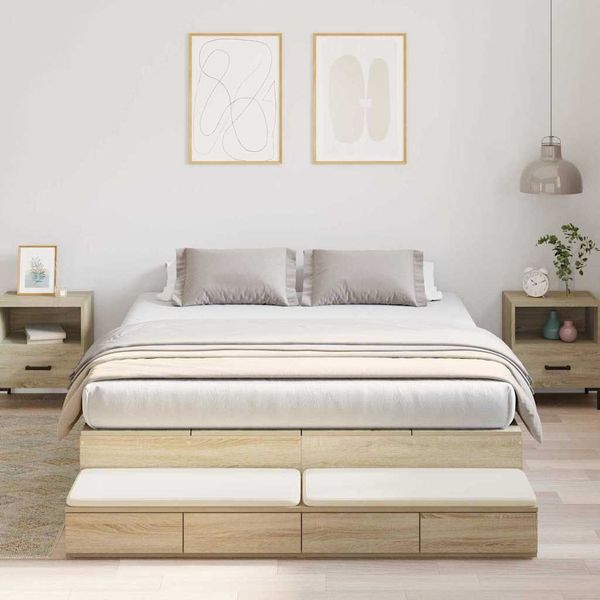 vidaXL Rám postele s úložným prostorem so zásuvkou Sonoma dub 160 cm