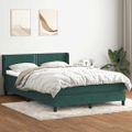 vidaXL Posteľný rám boxsping s matracom tmavozelený 160x220 cm zamat