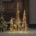 vidaXL Vianočný stromček 3 ks 90 LED Teplá biela 20 x 20 x 80 cm PET