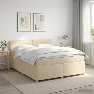vidaXL Posteľ boxspring s matracom Krémová 140 x 200 cm Látka