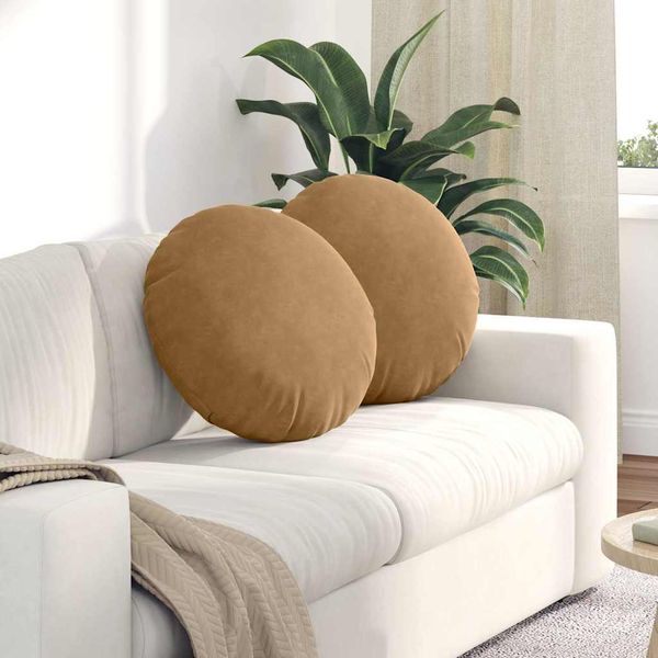 vidaXL Vankúše na sedenie 2 pcs Hnedá Ø50 x 19 cm Zamat