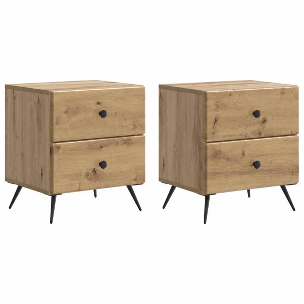 vidaXL Nočný stolík so zásuvkou 2 pcs Dub artisan 43 x 34,5 x 47,5 cm