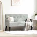 vidaXL Chesterfield lavica Svetlosivá 112 x 65,5 x 75 cm Zamat