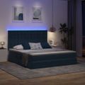 vidaXL LED úložná posteľ s matracom Tmavomodrá 160 x 200 cm Zamat