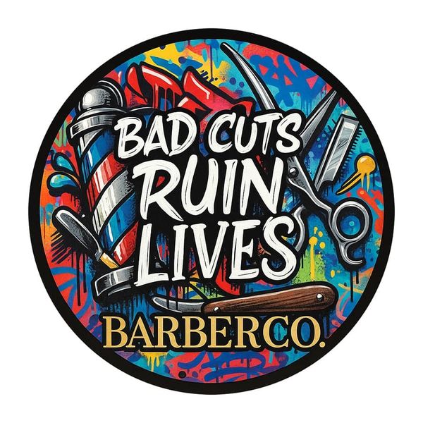 Barber samolepka BARBERCO Bad cuts ruin lives