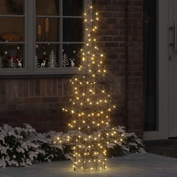 vidaXL Vianočný stromček s 160 LED-i Teplá biela 150 cm Ratan