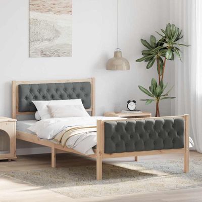 vidaXL Rám postele Tmavo šedá 100 x 200 cm Masívne borovicové drevo