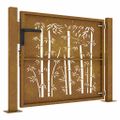vidaXL Záhradná brána 100x75 cm, corten oceľ, bambusový dizajn