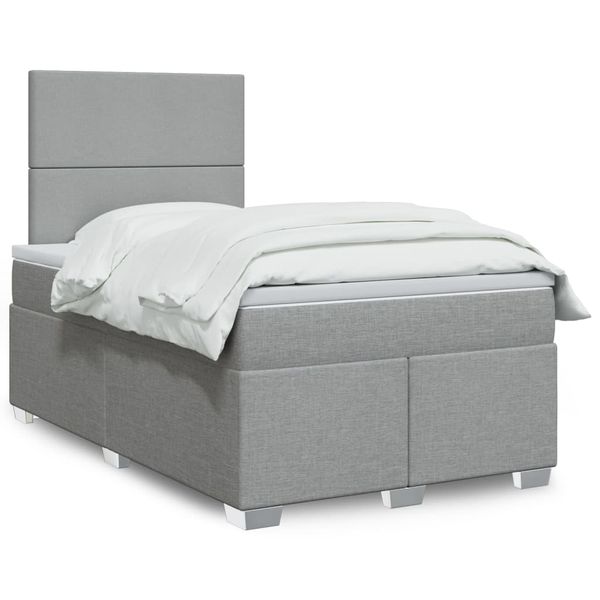 vidaXL Boxspring posteľ s matracom bledosivá 120x190 cm látka