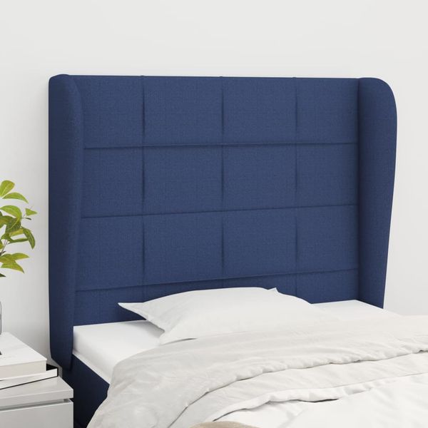 vidaXL Čelo postele so záhybmi modré 103x23x118/128 cm látka