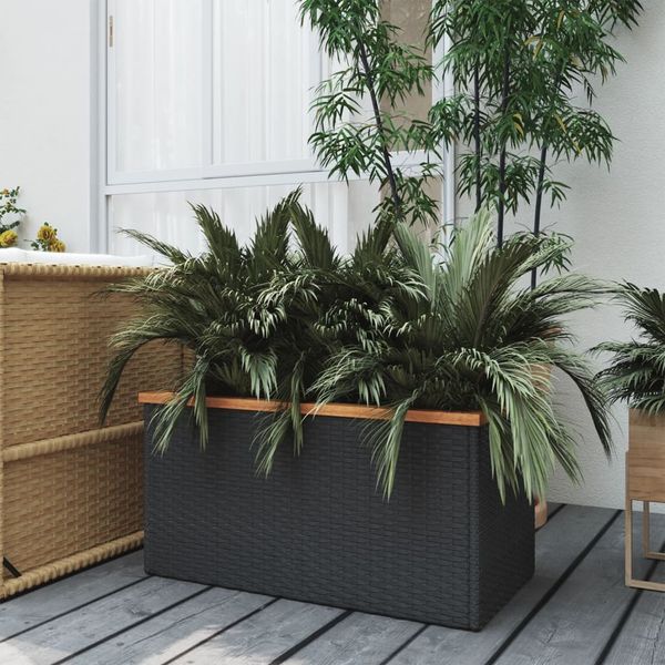 vidaXL Kvetináč čierny 80x40x40 cm polyratan