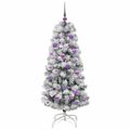 vidaXL Umelý Sklápací Vianočný Stromček 150 LED Zelená a biela 150 cm