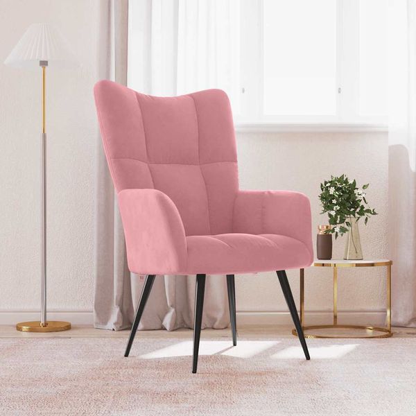 vidaXL Relaxačné kreslo ružové zamat