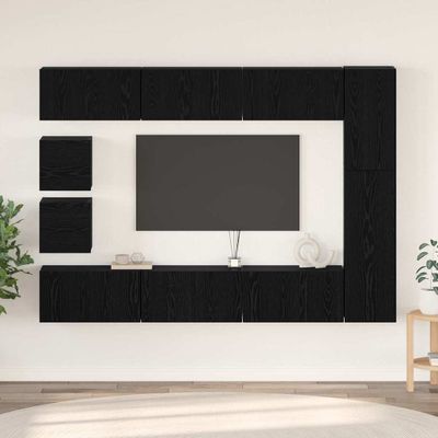 vidaXL Zostava TV skriniek Nástenný 10 pcs Čierny dub Kompozitné drevo