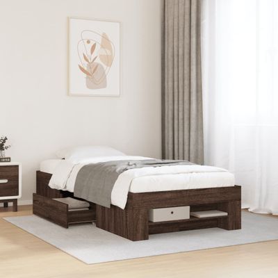 vidaXL Posteľný rám bez matraca hnedý dub 100x200 cm kompozitné drevo