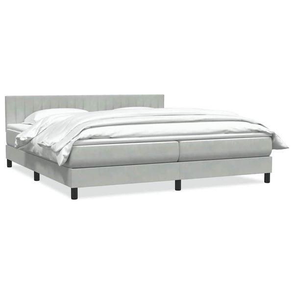 vidaXL Box Spring Posteľ s matracom Svetlosivá 180x220 cm Zamat