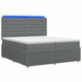 vidaXL LED boxspring posteľ s matracom Tmavosivá 200 x 200 cm Látka