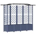 vidaXL Vyvýšený záhon s mriežkou a strechou Sivá 204 x 40 x 138 cm PP