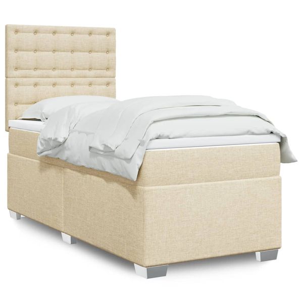 vidaXL Boxspring posteľ s matracom krémová 100x200 cm látka