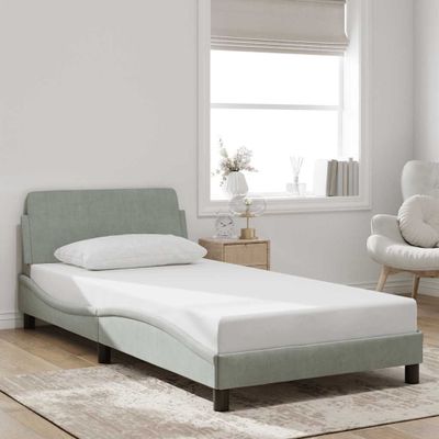 vidaXL Rám postele Dover bledosivý 100x200 cm zamat