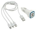 Nabíjačka telefónu Compass 07683 USB 3in1 (micro USB, iPhone, USB C) do autozapalovača