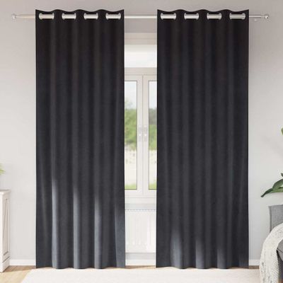 vidaXL Zatemňovacie závesy 2 pcs Tmavo šedá 140 x 260 cm Zamat
