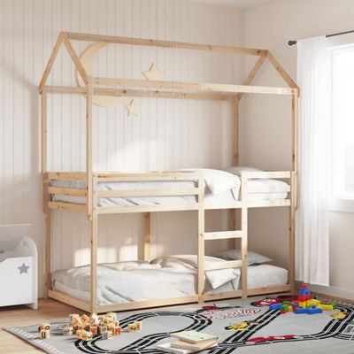 vidaXL Poschodová posteľ so strieškou 75x190 cm borovicový masív