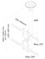 Neomounts  FPMA-C400SILVER / Flat Screen Ceiling Mount (Height: 64-104 cm) / Silver Držák, VESA, stropní, pro monitor, úhloprícka 32"-60", náklon 25°, otácení 60°, nosnost 35kg, stríbrný